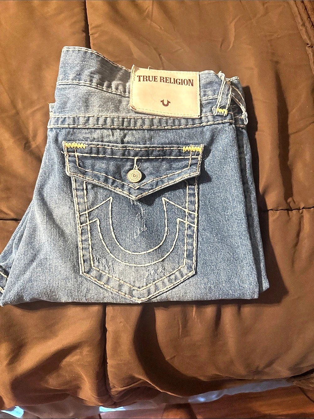 True Religion men’s relaxed straight Jeans in Blue